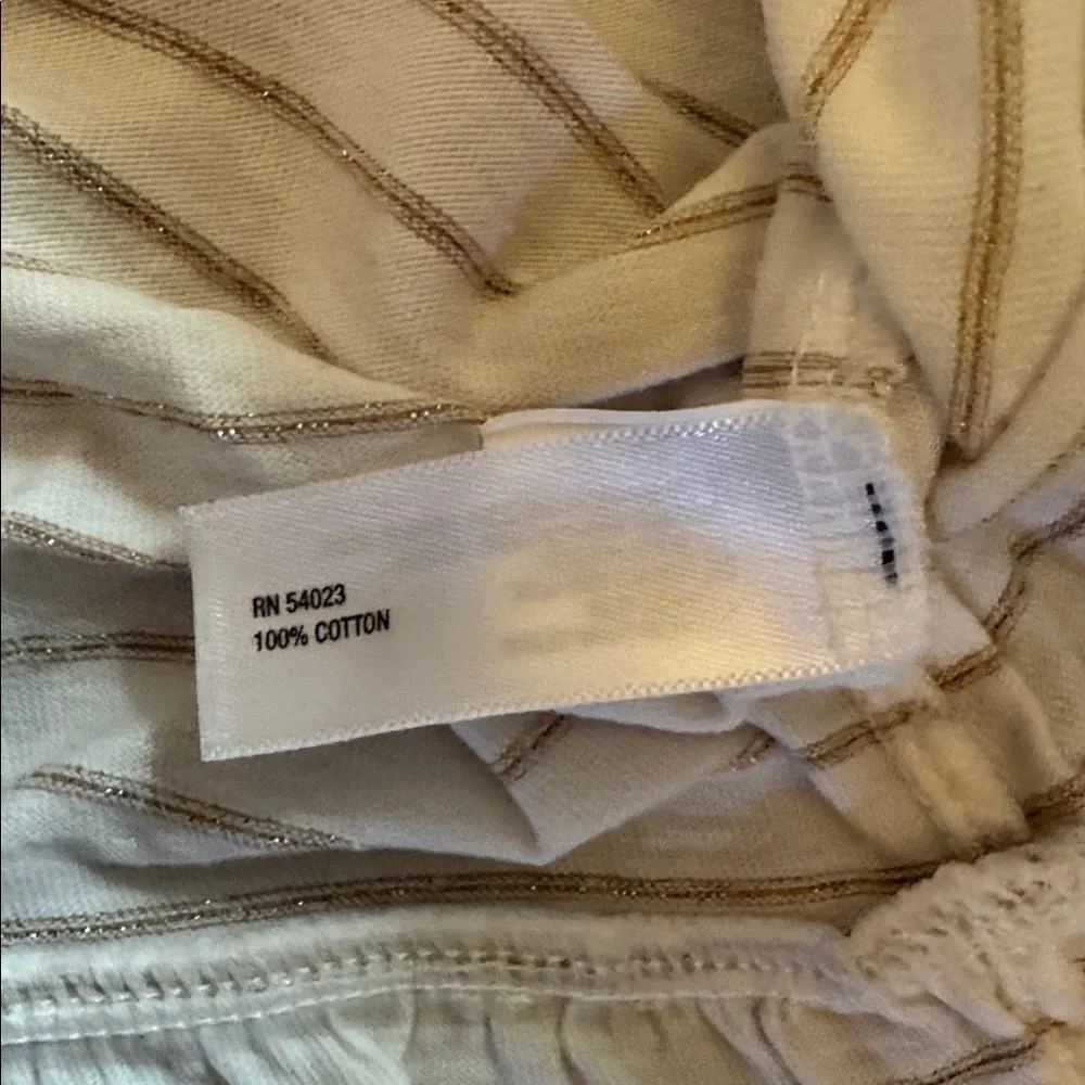 GAP cotton dress 5T white gold stripe spring summer ruched chest Easter
